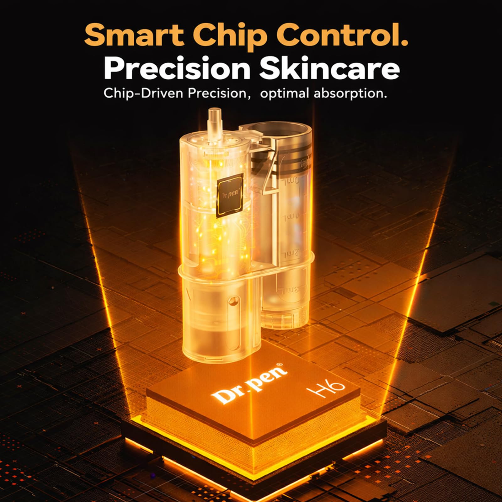 Dr.pen H6 Penna Microneedling Wireless con Infusione di Siero, Display LED, 6 Velocità e Profondità Regolabile 0–2,0 mm, Dispositivo per la Cura del Viso a Casa o in Salone, Oro