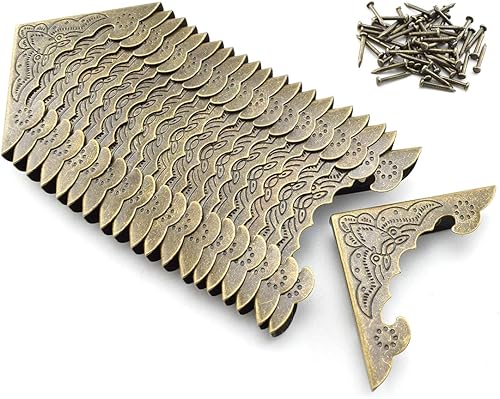 Miniatura 5 de SDTC Tech - Juego de 20 protectores de esquina de metal para libro de recortes (0.157in, altura interna), diseño de esquinas