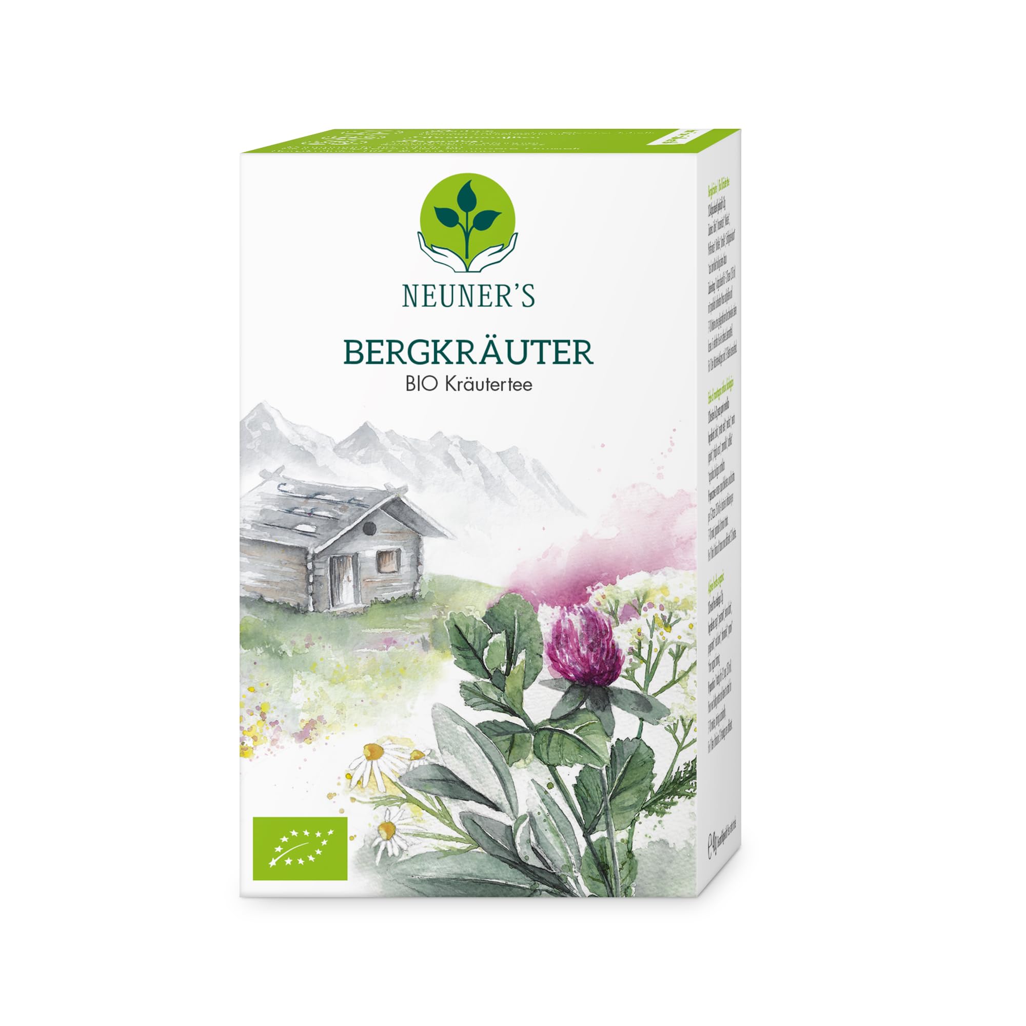 NEUNERs Bergkräuter Bio Kräutertee – 9 x 20 Teebeutel Erfrischend Herber Bio-Tee aus Salbei, Pfefferminze, Krauseminze, Melisse, Kamille, Rotklee & Schafgarbe – 100% Bio Kräutermischung