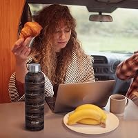 Autsel Rozsdamentes Acél Termosz 750ml - Szigetelt Vizes Palack Márvány-Arany Színben - BPA-mentes, Szivárgásmentes Kulacs Sporthoz, Túrázás 7
