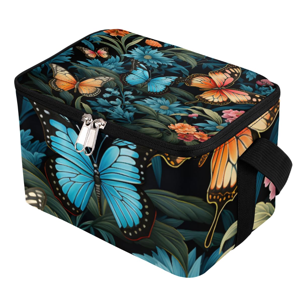 GzLeyigou Lunch Bags for Women Men 9 Cans,Butterfly Print Hot & Cold Food Delivery Bag Insulated Grocery Bag Insulated Lunch Box Floral Cooler Bag for Office Work Picnic Beach