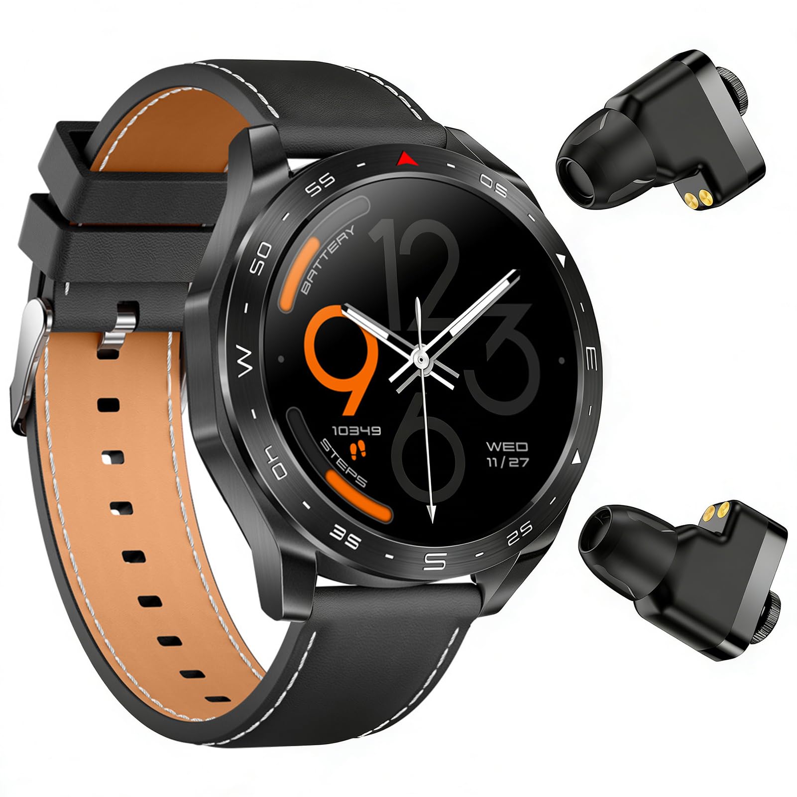 Orologio Intelligente con Auricolari, 2 in 1 Bluetooth Smartwatch Uomini Donne, IP67 Proof D'acqua, Previsioni Meteorologiche, Timer, Allarme, Promemoria Sedentario