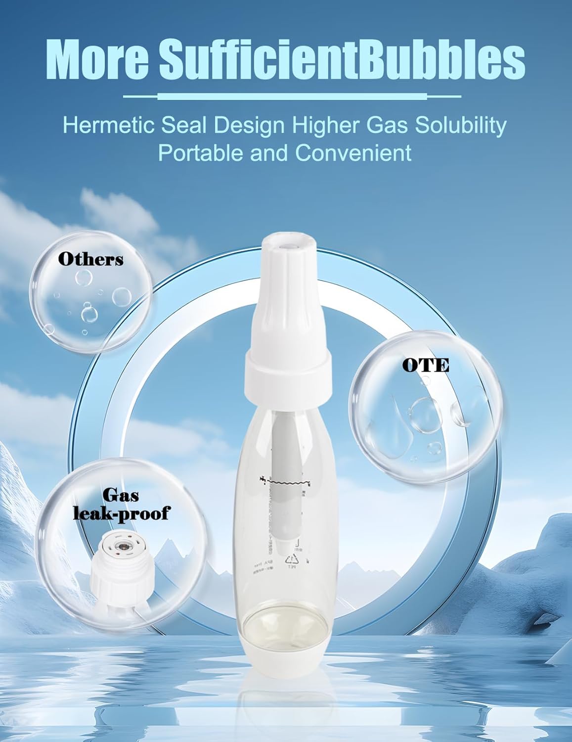 Portable Sparkling Water Maker, 1L Household Soda Water Makers Carbonated Water Soda Streaming Machine for Home Travel(CO2 Cartridges Not Included)