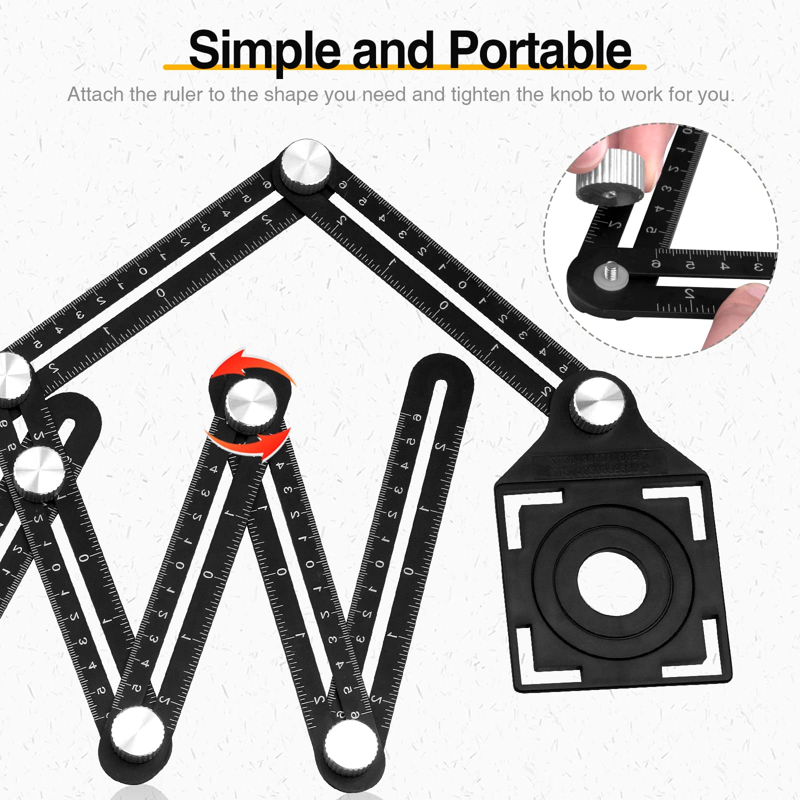 Gabarit d'angle,Outil de carrelage Template Tool Multi Rapporteur 12 sides Outil de mesure en alliage d'aluminium Gabarit d'escalier pour menuisier carreleur avec trous de positionnement