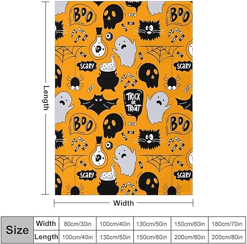 Miniatura 2 de AGYTBG - Manta de franela de forro polar para Halloween, manta suave y cálida de felpa, telaraña, sombrero de bruja, murciélagos negros y calabazas