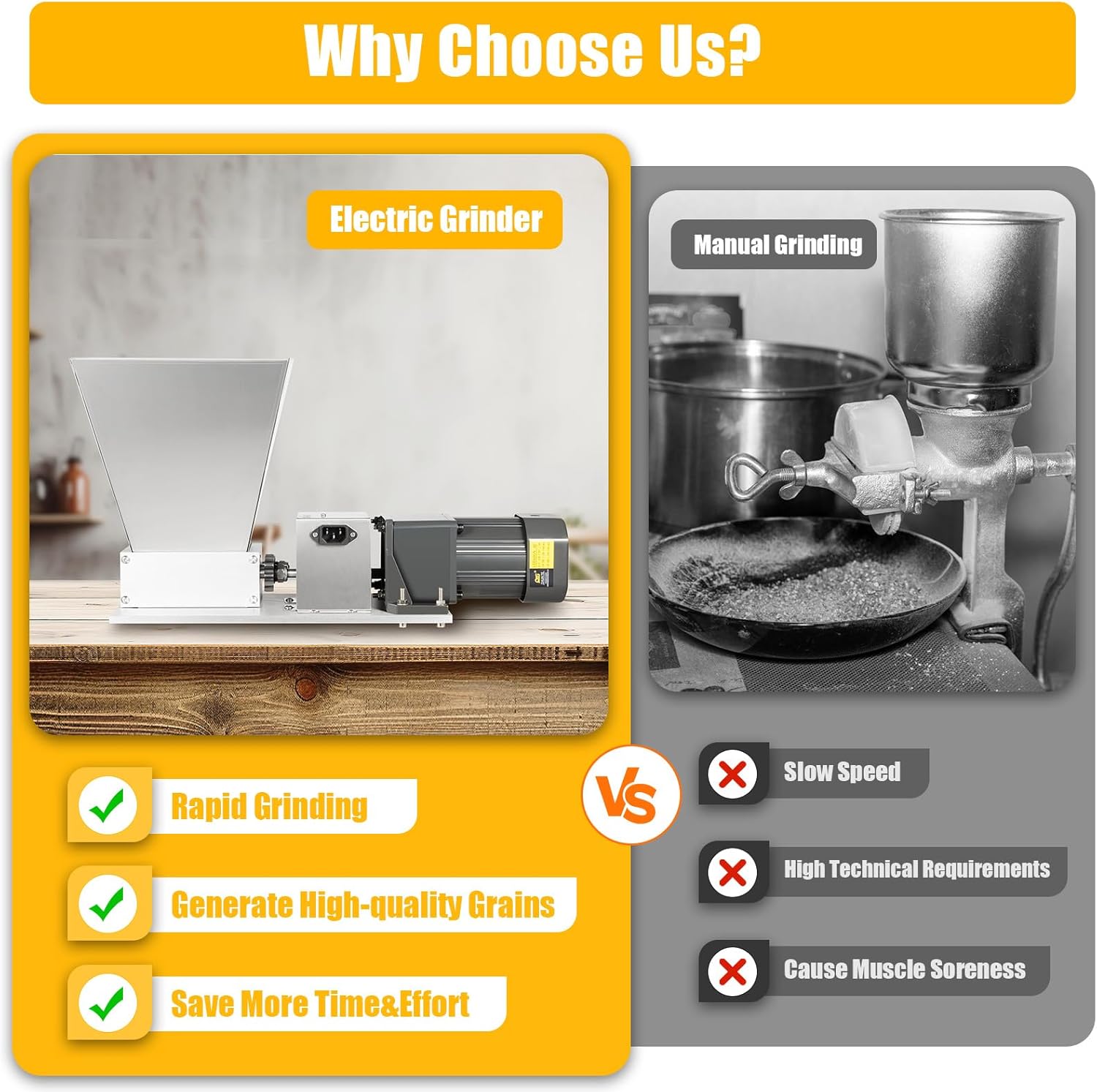 Modern Stainless Steel 60W Animal Feed Grinding Machine, Durable Barley Grinder, Efficient Wet/Dry Cereals Grain Mill with 2 Rollers & 4pcs Hoppers for Wheat Rice & Corn