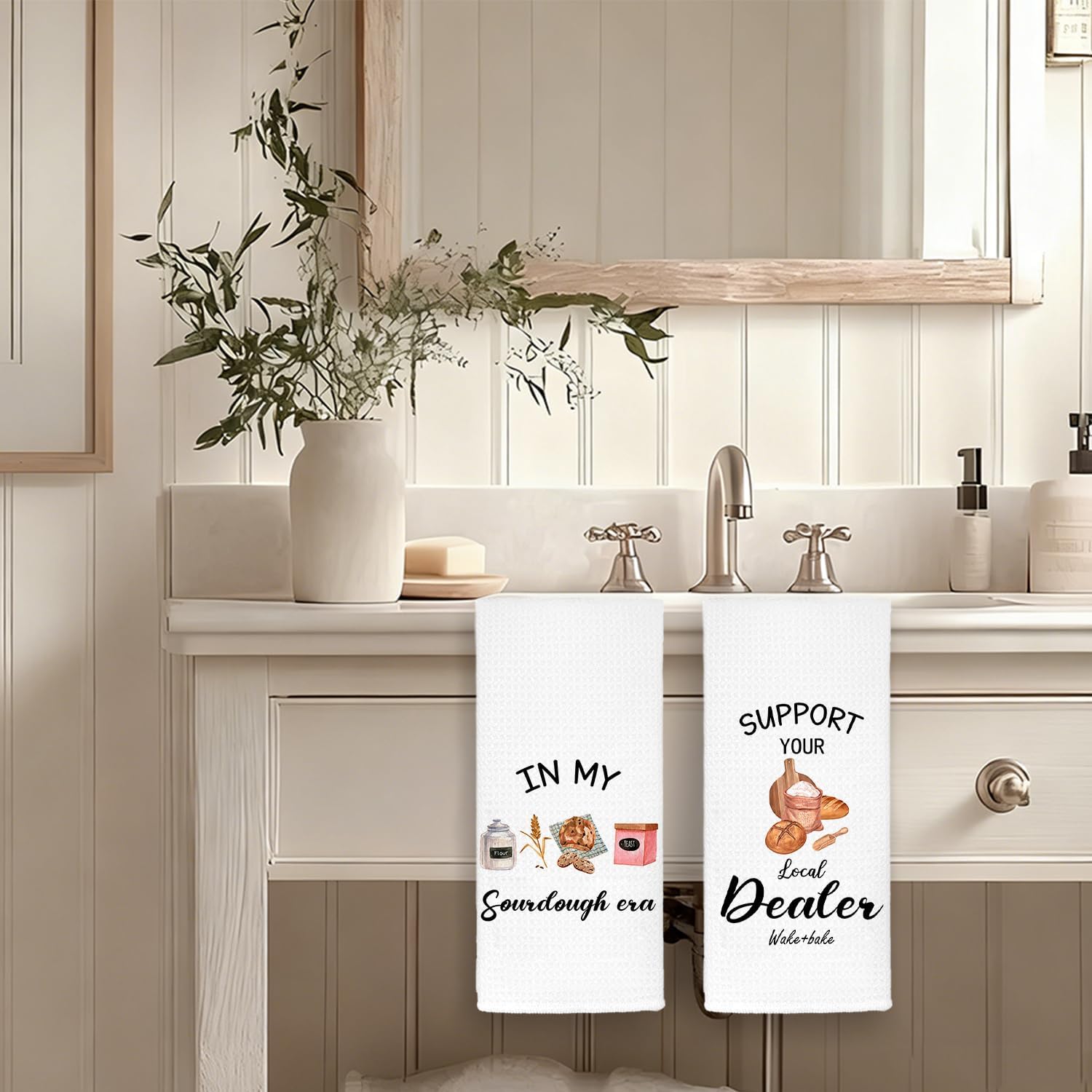 Funny Sourdough Bread Baking Kitchen Towels, Baking Gifts for Women Hand Towel, Bakers Gifts for Women, in My Sourdough Era Dish Tea Towels for Kitchen, 16x24 Inch Set of 2 - Image 5