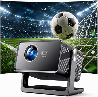 WOLFANG 4K Projector, Smart Projector with Auto Focus & Auto Keystone, 28000 Lumens, Bluetooth, Home Cinema for Bedroom & Ceiling Projection
