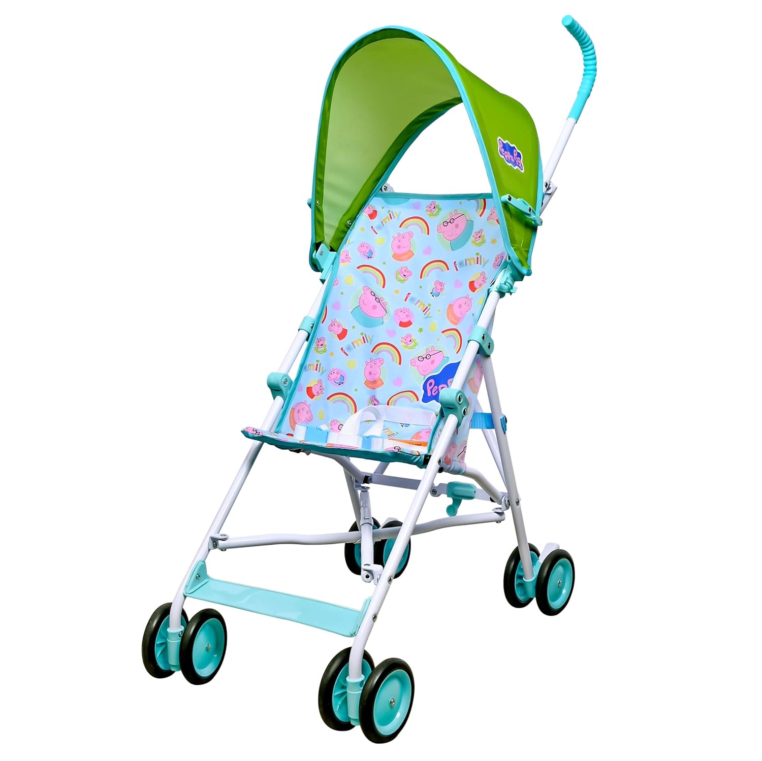 Peppa Pig Umbrella Stroller for Toddlers, Lightweight Foldable Travel Stroller with 3-Point Harness, Locking Wheels, Adjustable Canopy, Compact & Portable