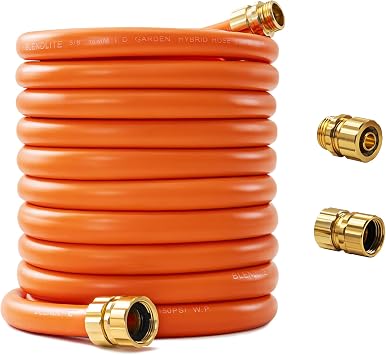 Garden Hose 100ft x 5/8", Custom Length,40F to 150F, All-weather, NO Kink, Flexible, 600 Burst PSI, Leakproof Water Hose with Additional Customizable Solid GHT Fittings