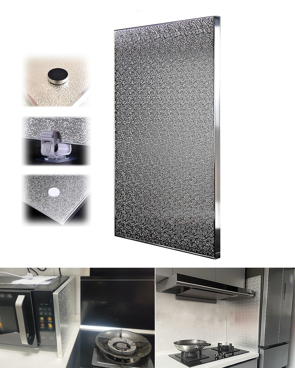 Hitzeschutzplatte Dünne Hitzeschutzplatte, Magnetisch/Klebend/Halterung, Hitzeschutz für Kühlschrankwände Vor Dem Herd, Wärmedämmplatte für Wohnmobil-Schrankgitter(40x50cm/16x20in)