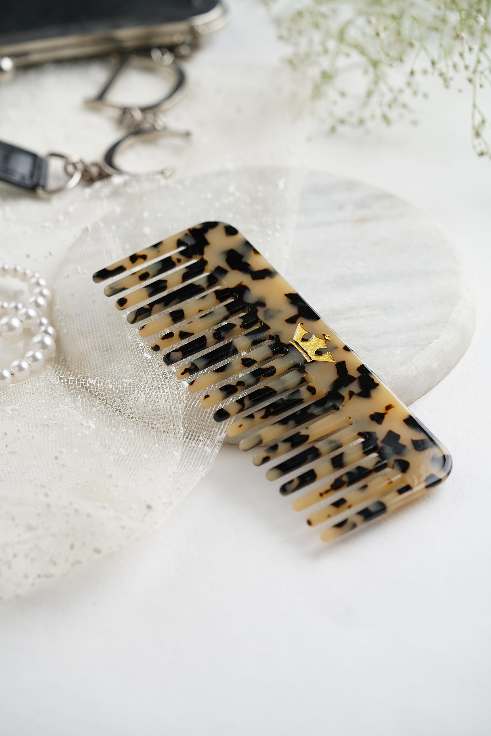 SANFAH tortoise shell acetate wide tooth comb/hair comb/detangling comb-image-4