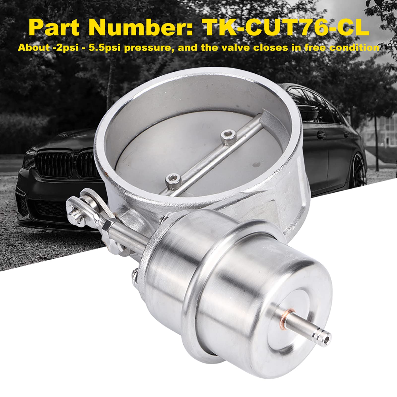 Válvula de control de escape con actuador de vacío de estilo cerrado de 76 mm/3 pulgadas apta para E30 3 Series EP-CUT76-CL