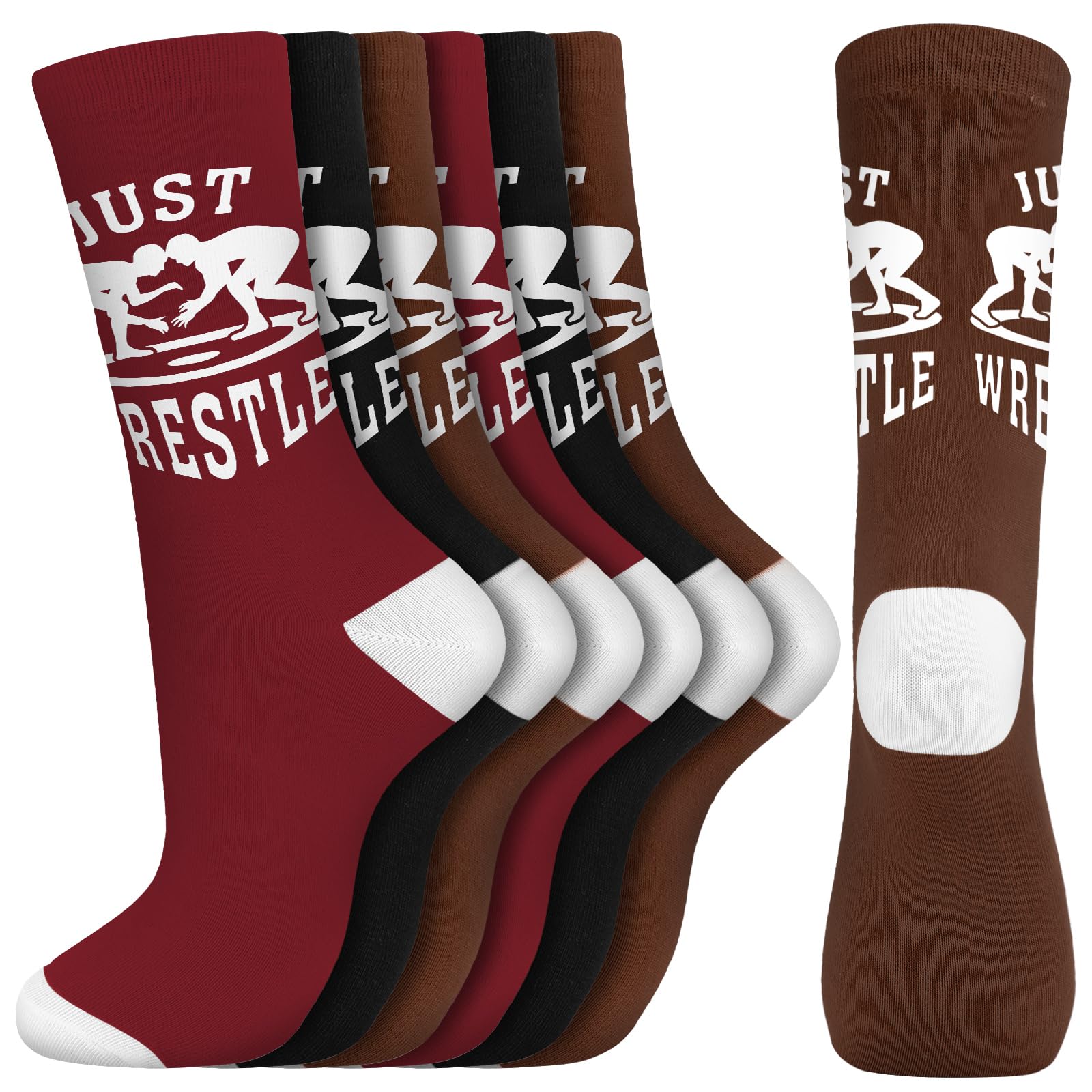 6 Pairs Wrestling Socks Athletic Mid Calf Woven Wrestle Socks Wrestling Gifts for Adult Men Women Wrestler Team Gifts-image-5