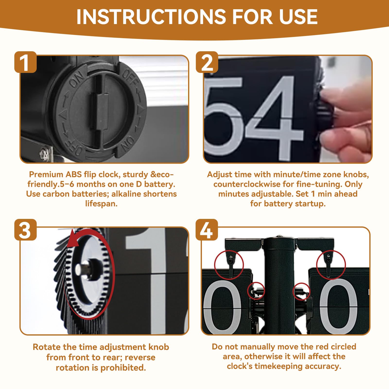 HERCHR Flip-Schreibtischuhr, Retro-Flip-Uhr, Digital-Flip-Down-Uhr, mechanische Flip-Uhr, Tischuhr Retro-Minimalist-Einfuß-mechanische Auto-Flip-Uhr, Batteriebetriebene Digitale Flip-Down-Uhr