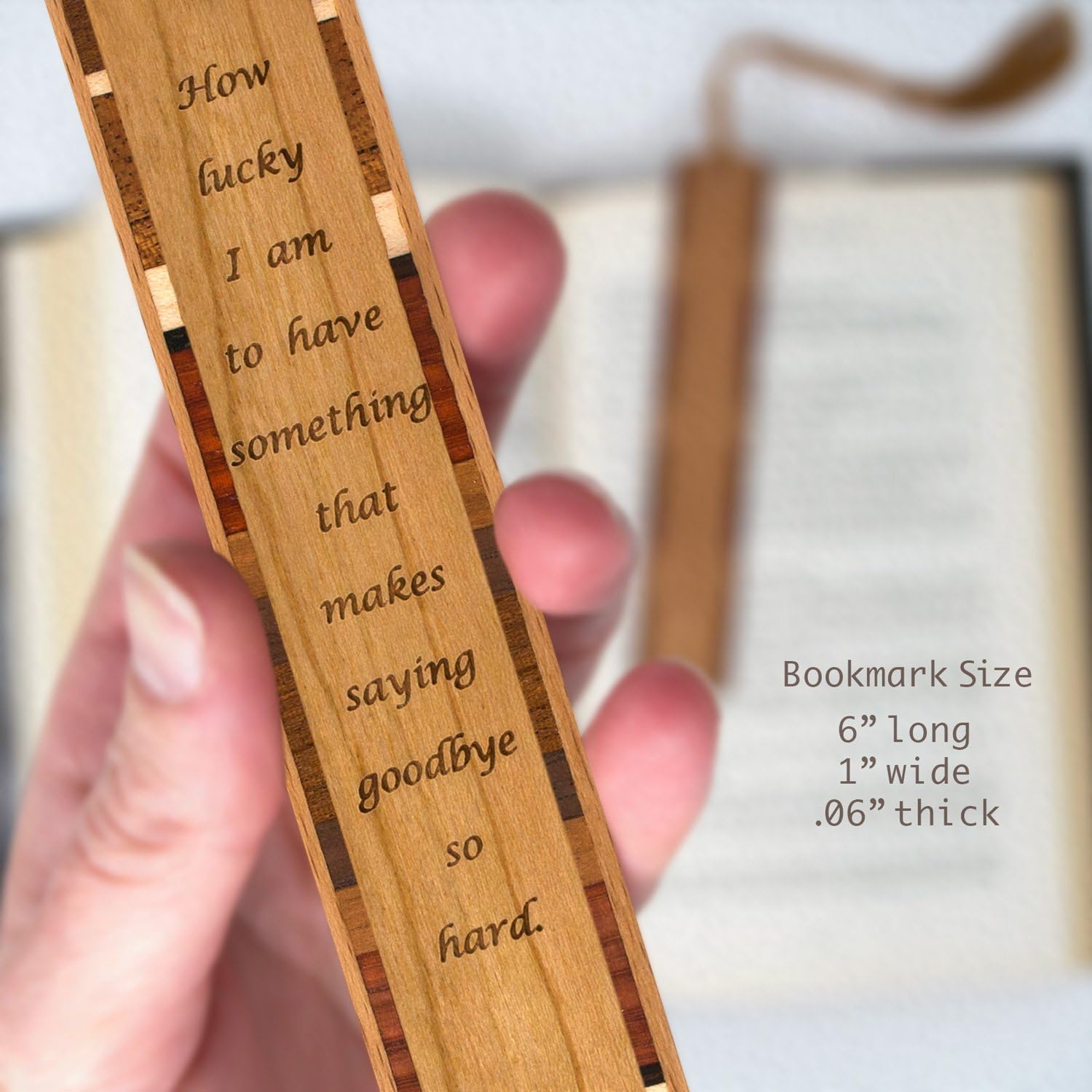Personalized Remembrance Bookmark Engraved Saying Goodbye Sentiment Made in the USA – Also Available Without Personalization
