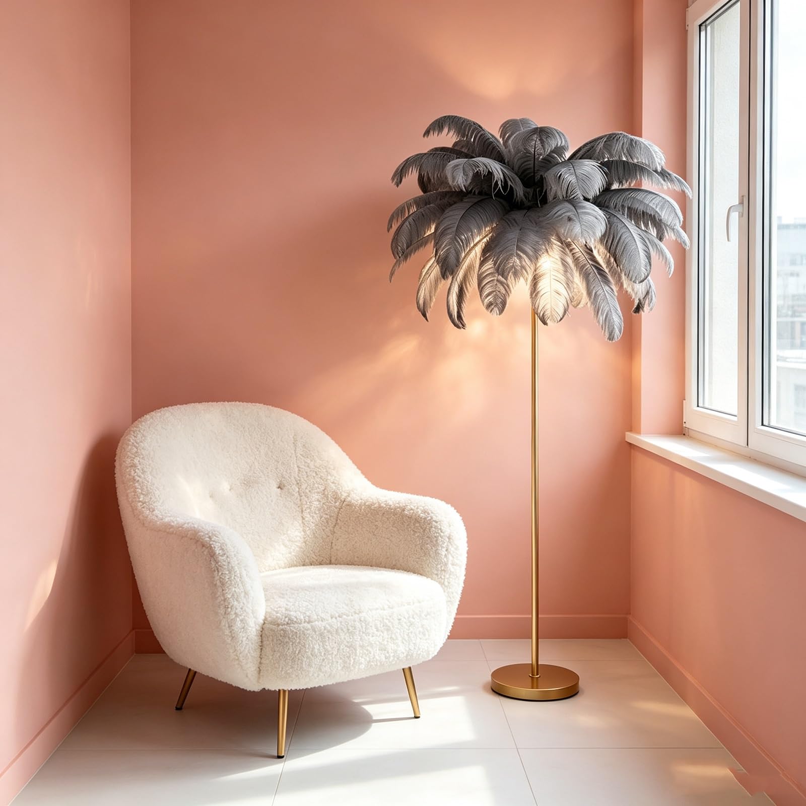 LCNDKF LED Feather Floor Standing Lamp