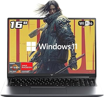 2026 AMD Gaming Laptop, 16 inch Laptop Computer with Ryzen 7 7730U Series8C/16T, Up to 4.5GHz, 16GB RAM 512GB NVMe SSD Laptop, AMD Radeon Graphics, WiFi-6, Backlit KB, HDMI Windows 11 Laptop