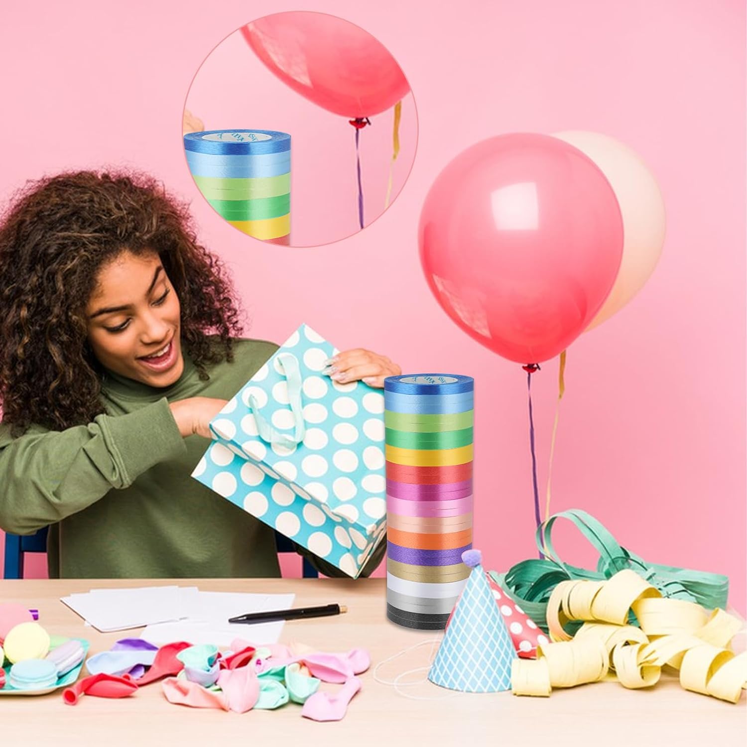 Rozi Decoration 12 Pcs Multicolor Balloon Curling Ribbon for Decoration Birthday Parties |Balloon Hanging Ribbons | Anniversary, Baby Shower etc Balloon Curling Ribbon Roll (Not Satin Ribbon) 2