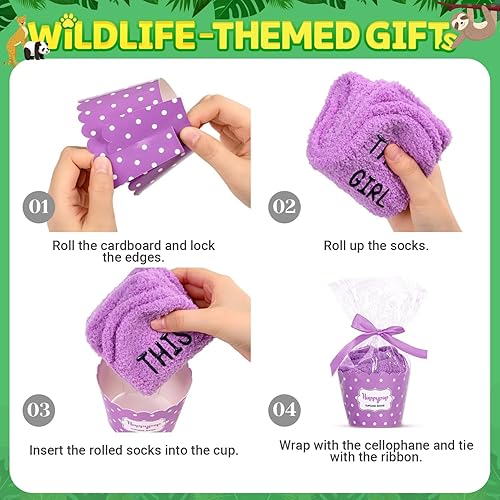 Miniatura 5 de HAPPYPOP Cute Fuzzy Socks - Wolf Sloth Socks for Women, Monkey Fox Gifts, Stocking Stuffers