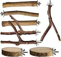 StyEdEk 8 Pack Natural Wood Bird Perches for Budgies, Cockatiels, Conures, Lovebirds - Cage Accessories for Climbing & Claw Care