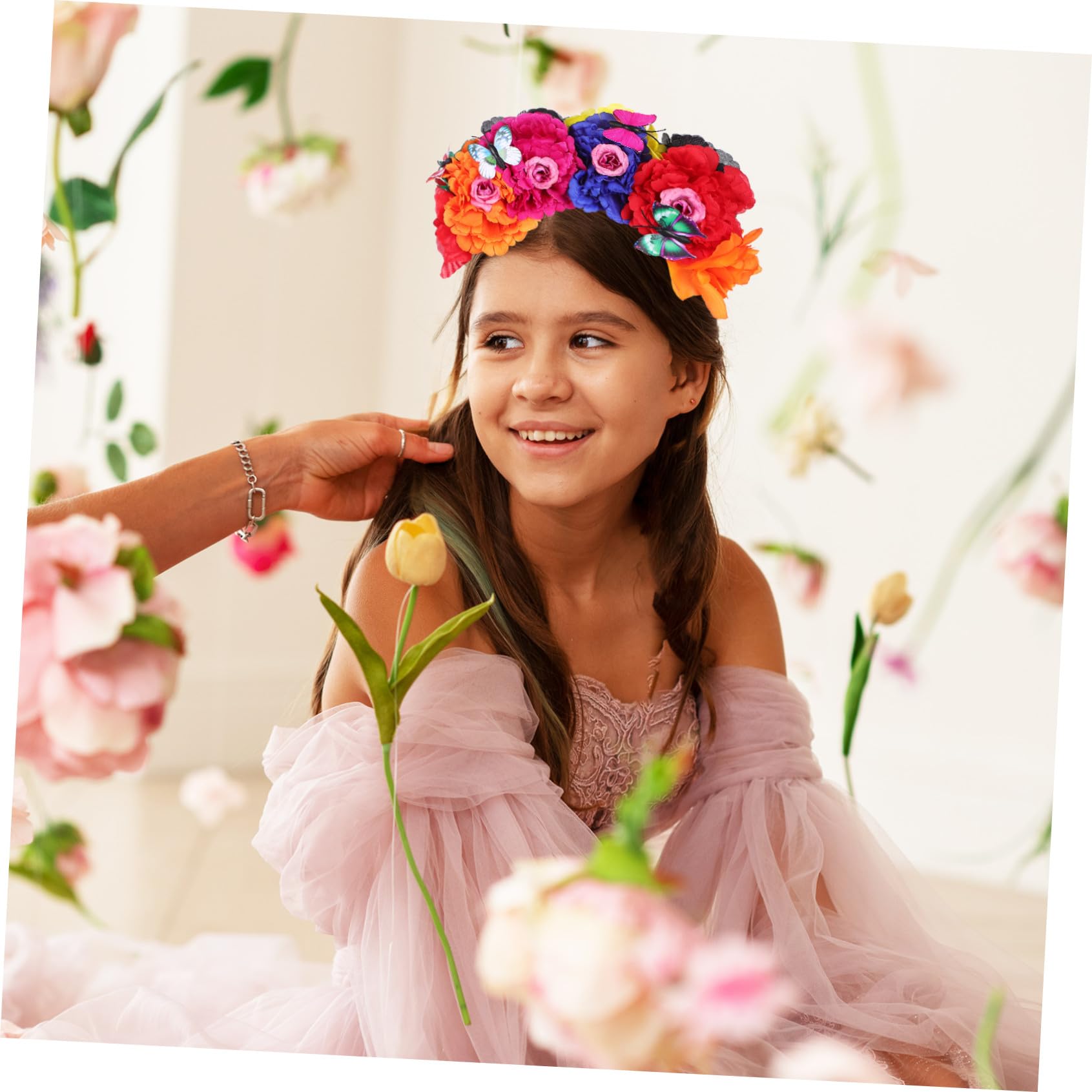 Cerchietto Floreale Donna in Plastica, Multifunzionale e Facile da Indossare, Corona di Fiori Delicata ed Elegante per Feste e Servizi Fotografici