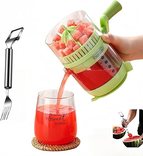 Exprimidor manual de frutas para sandía, limón, uva, granada con cortador de sandía, cortador de frutas de acero inoxidable 2 en 1, extractor de