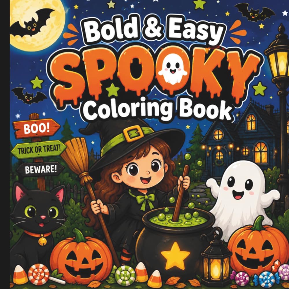 Bold And Easy Spooky Coloring Book: Halloween Coloring Book For All Ages (Super Spooky Halloween Fun Activity And Coloring Books)