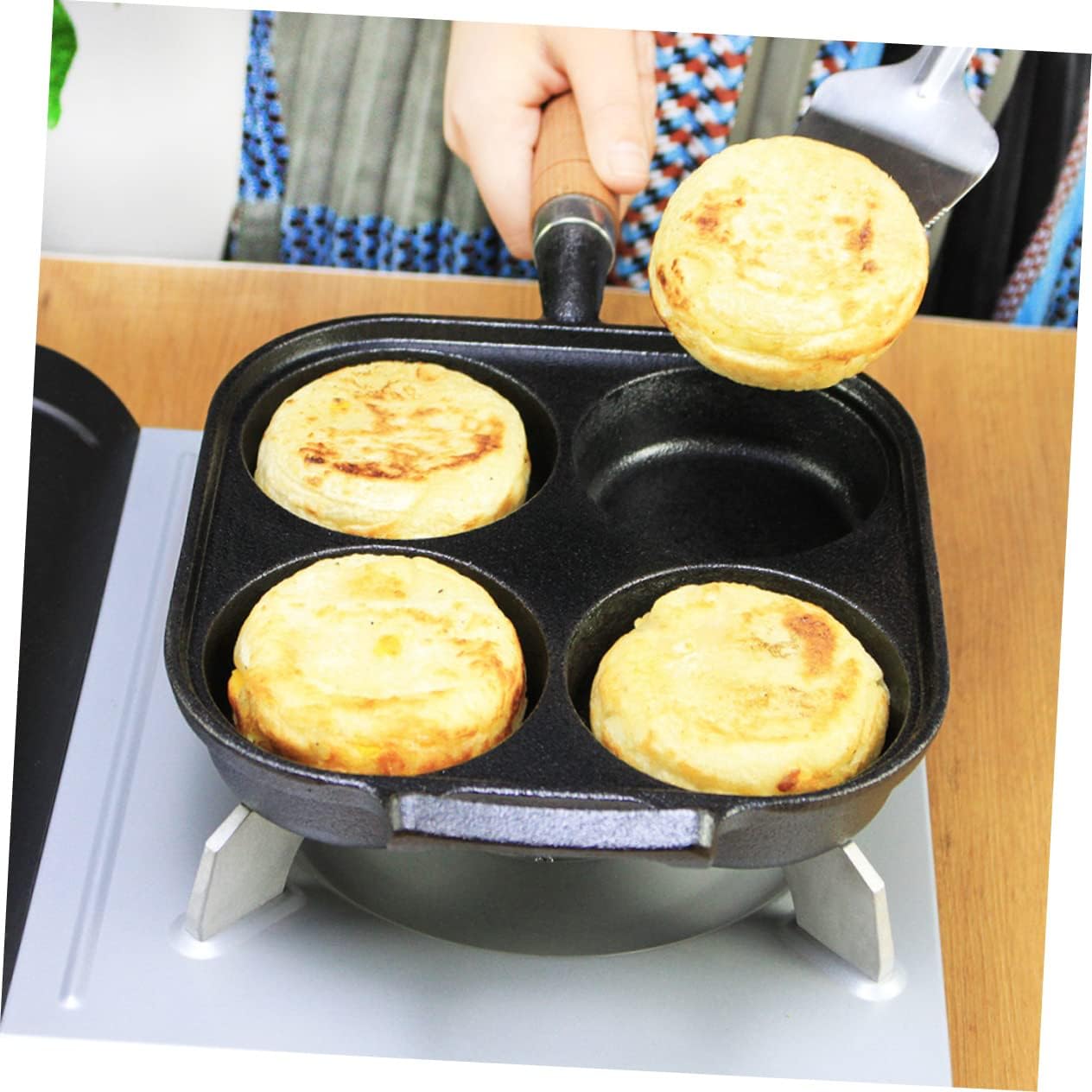 1Pc Non Stick Egg Frying Pan Four Cavity Egg Cooker Cooking Tool for Home Use Easy to Clean Even Heating for Omelettes and