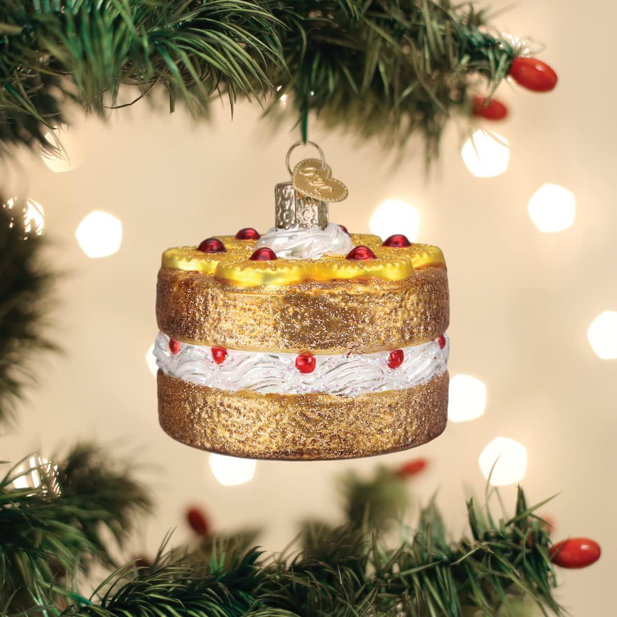 Old World Christmas Pineapple Upside-Down Cake Glass Blown Ornament for Christmas Tree, Handcrafted Holiday Decoration, Dessert Collection - Image 5