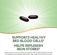 Vista 4 de Nature’s Way Ultimate Iron, Supports Healthy Red Blood Cells,* Supports Cellular Energy Production*, 50 mg per 2-Softgel Serving, Gluten-Free, 90
