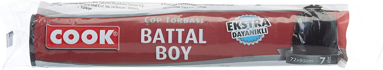 Cook Ekstra Kalın Çöp Torbası, Battal Boy 72 x 95 cm (1 x 7 Adet)