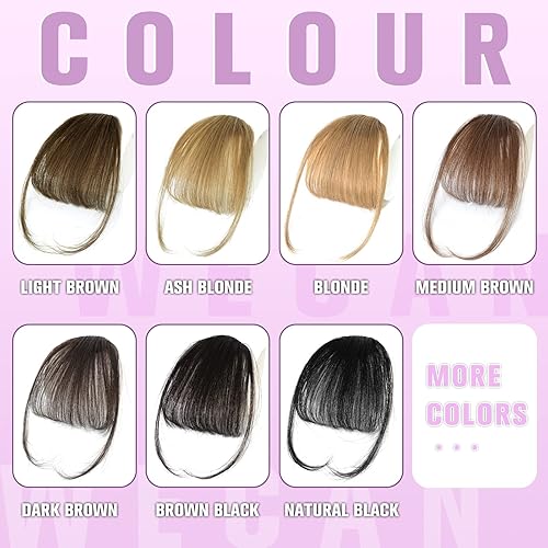 Miniatura 3 de WECAN Flequillo con clip, extensiones de cabello 100 % humano, clip de pelo, negro natural con sienes, pelucas para mujer, flequillo curvado para