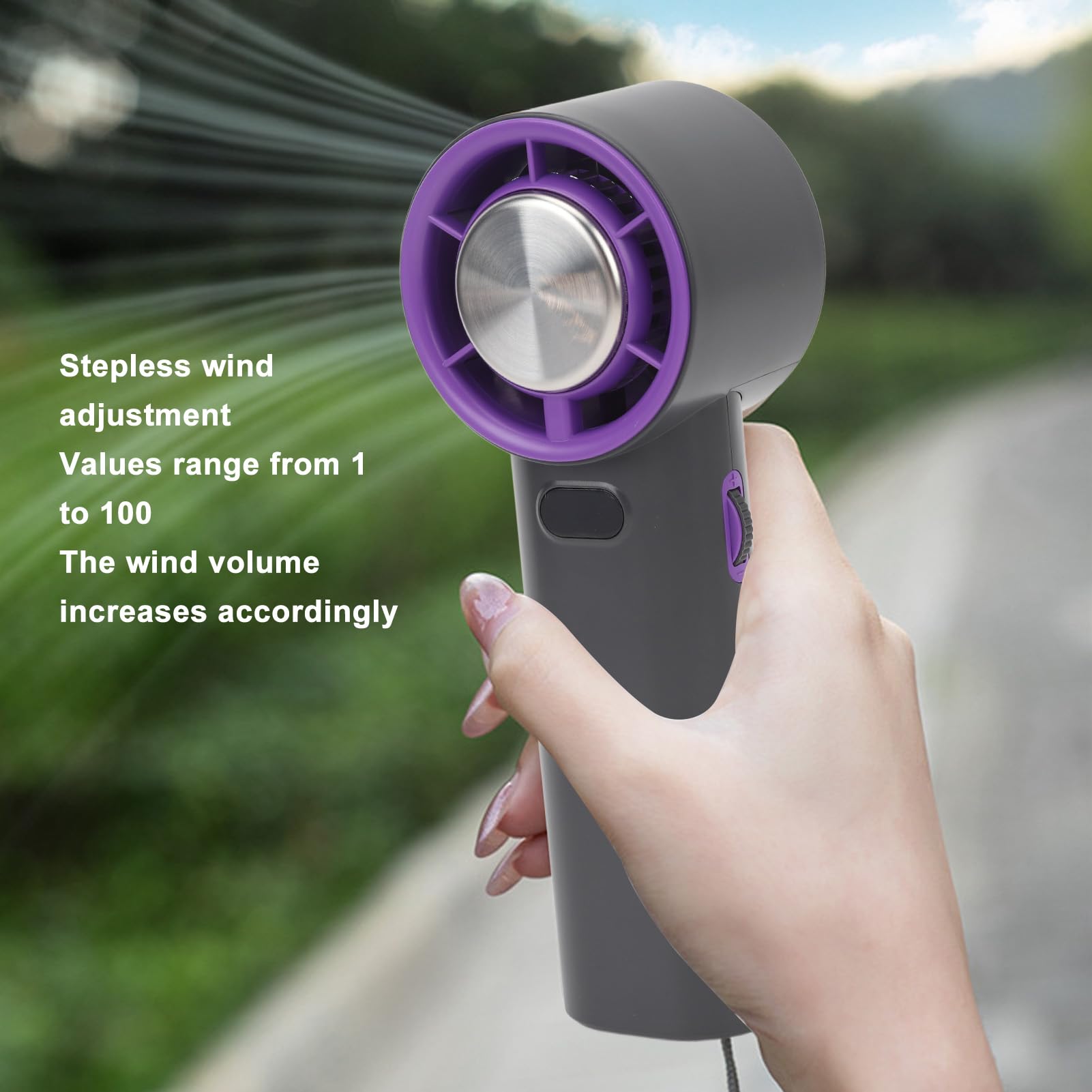Mumusuki Ventilador Portátil de Mano, 3600 MAh con Batería USB Recargable Pantalla Digital Ventilador de Escritorio Personal Ventilador de Refrigeración para Oficina Regalo de Viaje Al
