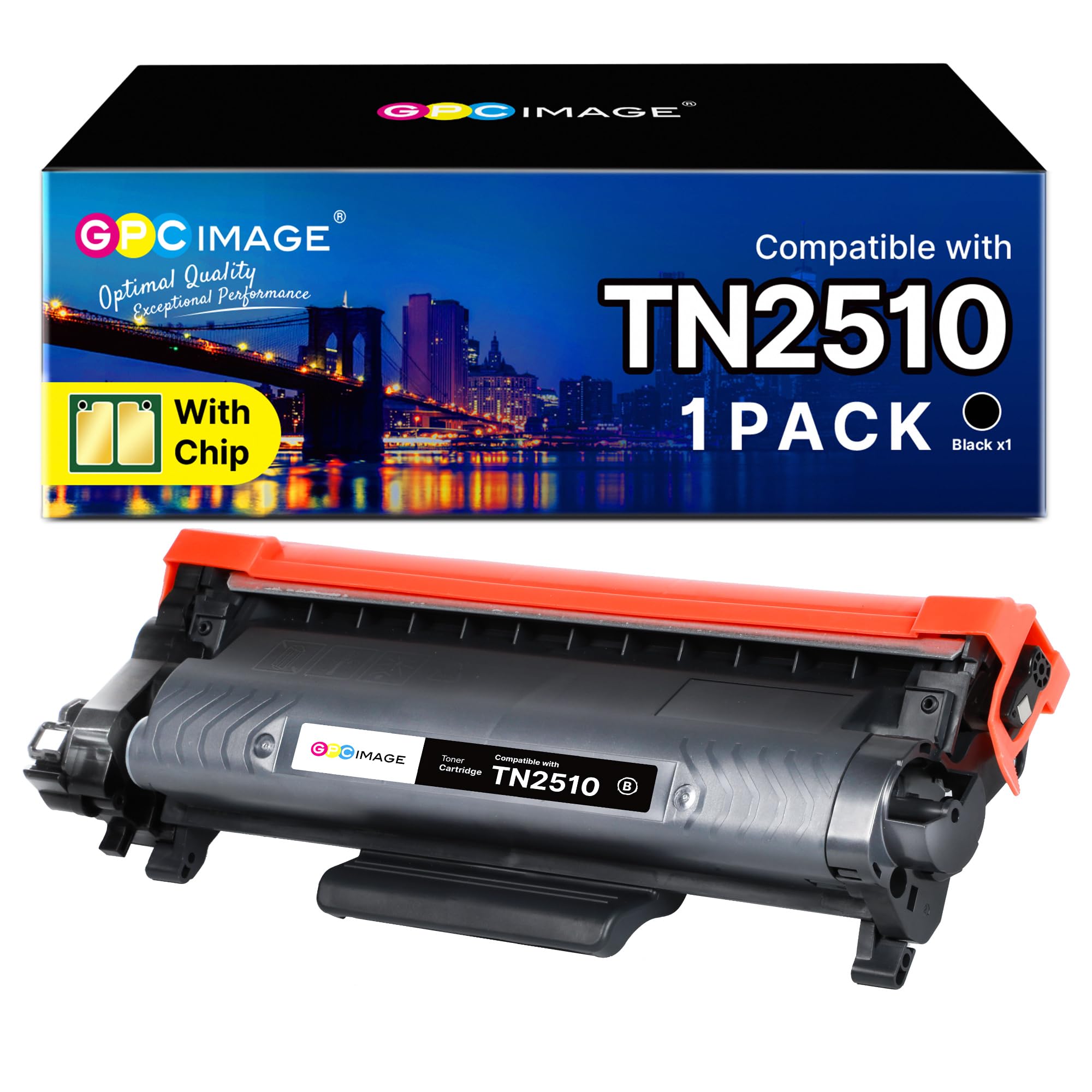 GPC Image TN2510 TN-2510 Cartuccia di Toner Compatibili per Brother TN 2510 TN2510XL per MFC-L2800DW L2827DW L2860DW L2835DW HL-L2400DWE L2445DW L2447DW DCP-L2660DW L2620DW L2665DW (1 Nero) - 2