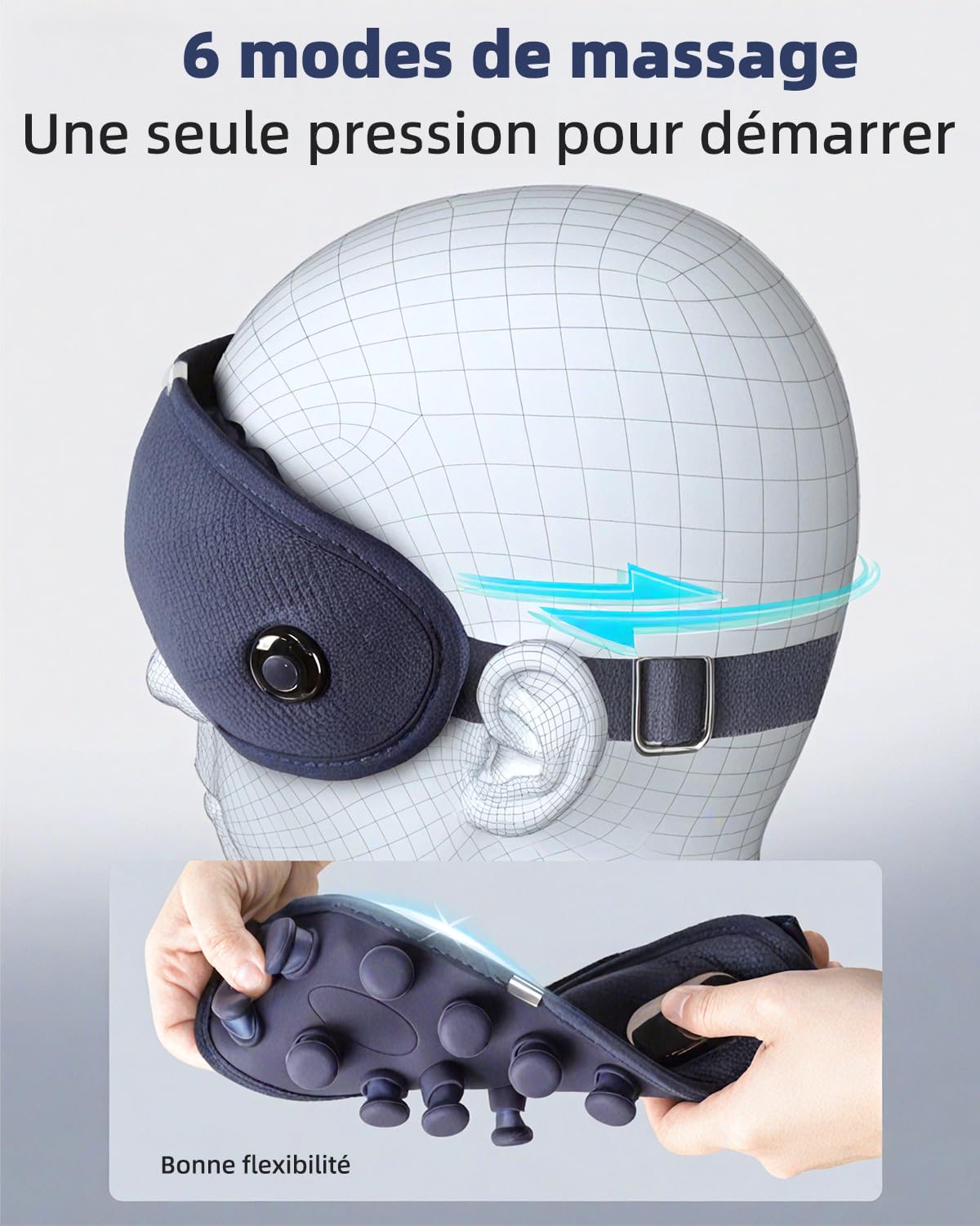Eye Massager, masque électrique pour les yeux avec chaleur et vibration, masseur de tête pliable à 6 modes pour réduire la fatigue oculaire, soulager les maux de tête, cadeaux pour la famille