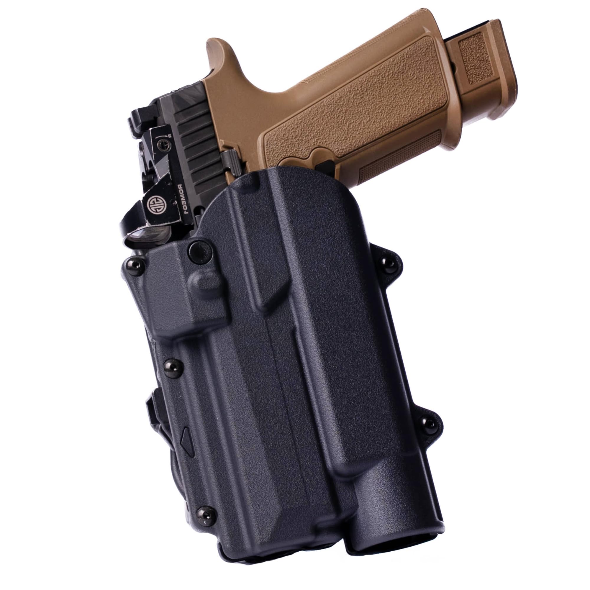 Alien Gear Rapid Force Level 2 Holster – OWB Locking Belt Slide – Glock & Sig Sauer – Matte Black – Left Hand – No Light, Compact Light & Large Light – Optic Compatible