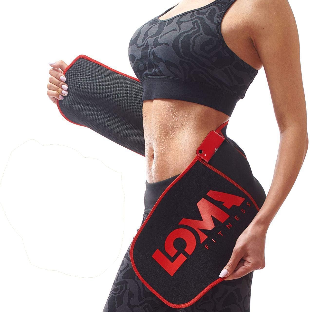 LOMA XX L Waist Trainer for Women and Men -Waist Trainer for Weight Loss - Six-Pack Abs Sweat Belt - Waist Trimmer Stomach Wrap - HOT Gel 20 mg & Meal Plan Included (Black)