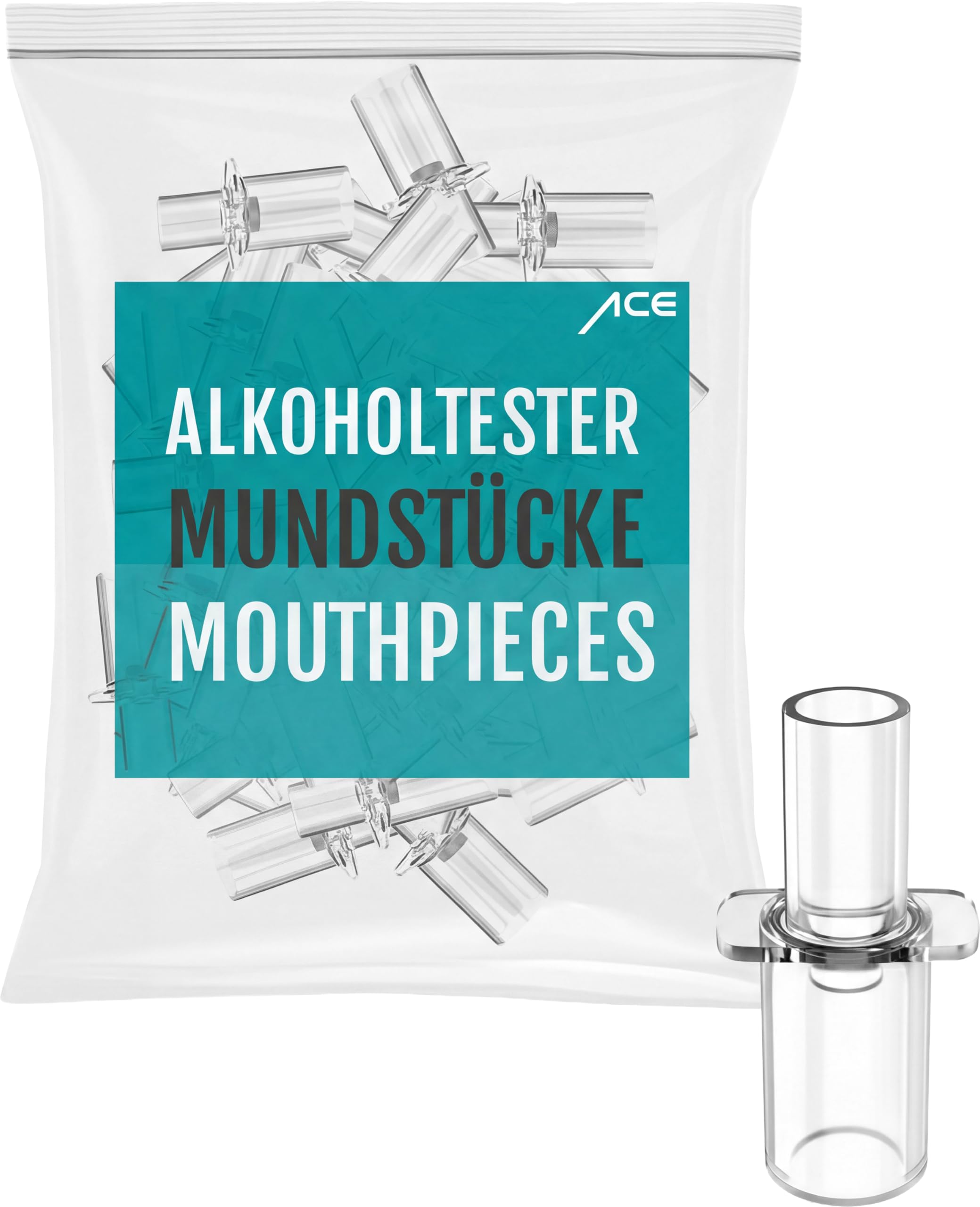 ACE Mundstücke für die Alkoholtester AF-33, A, Q und X - Packung mit 25 Promilletester-Mundstücken - 25er Mundstück-Packung