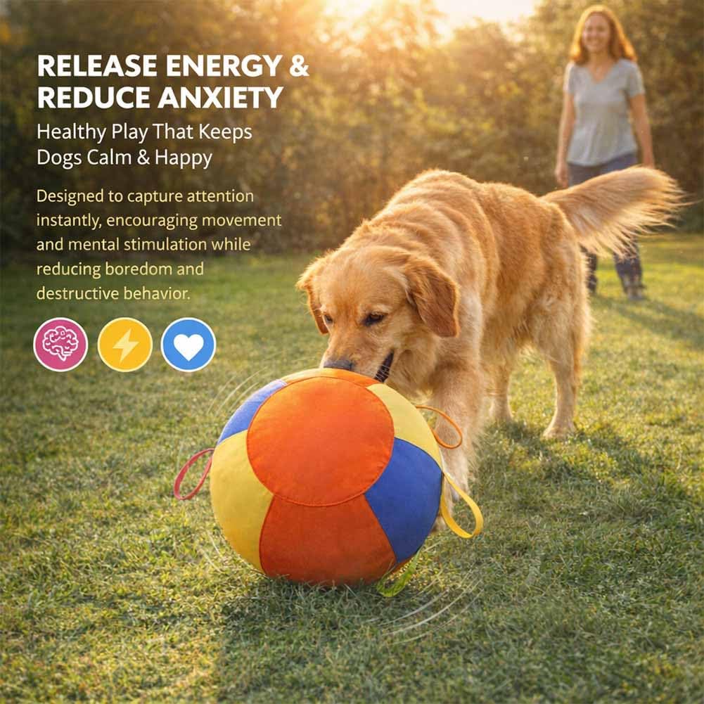 Calming Jumbo Ball for Dogs, 10/18/22" Herding Ball for Dogs Large, Double-Layer Thickened and Tear-Resistant, Durable Zipper Design with Heavy-Duty Handle Cover and Pump (A-18IN)