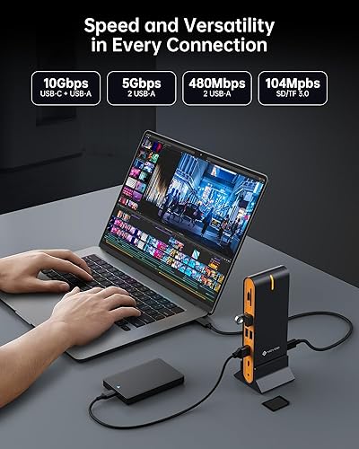 Miniatura 28 de NOVOO Hub USB C 4K a 60Hz HDMI Gigabit Ethernet 8 en 1 USB C adaptador multipuerto con HDMI, PD 100W, 2 USB-A, 1 puerto de datos USB-C, estación
