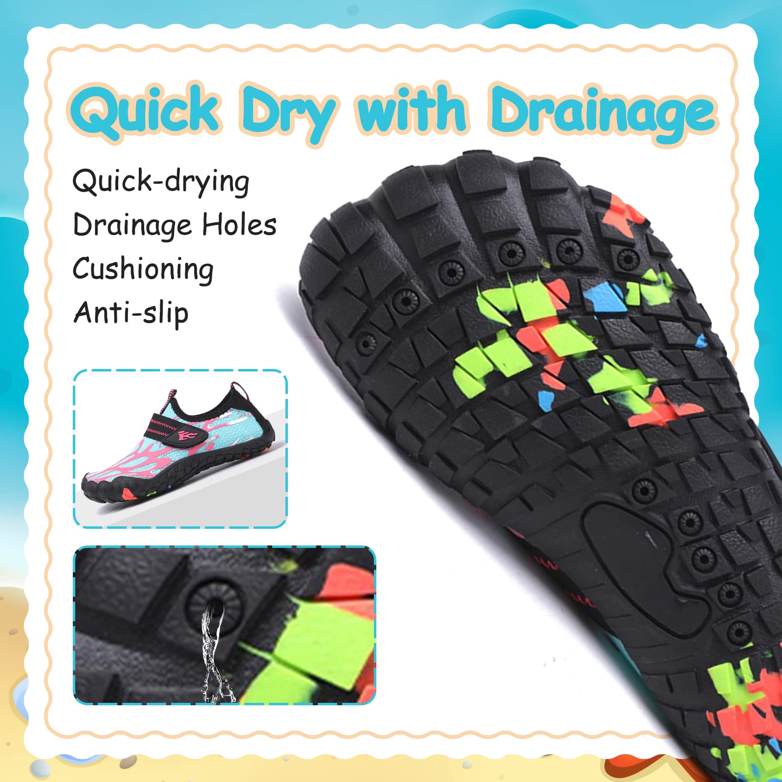 Hanani Zapatos de Agua Niño Escarpines de Baño para Niña Barefoot Calcetines de Natación Niñas Zapatos de Agua de Secado Descalzo Aqua Calcetines Escarpines de Baño