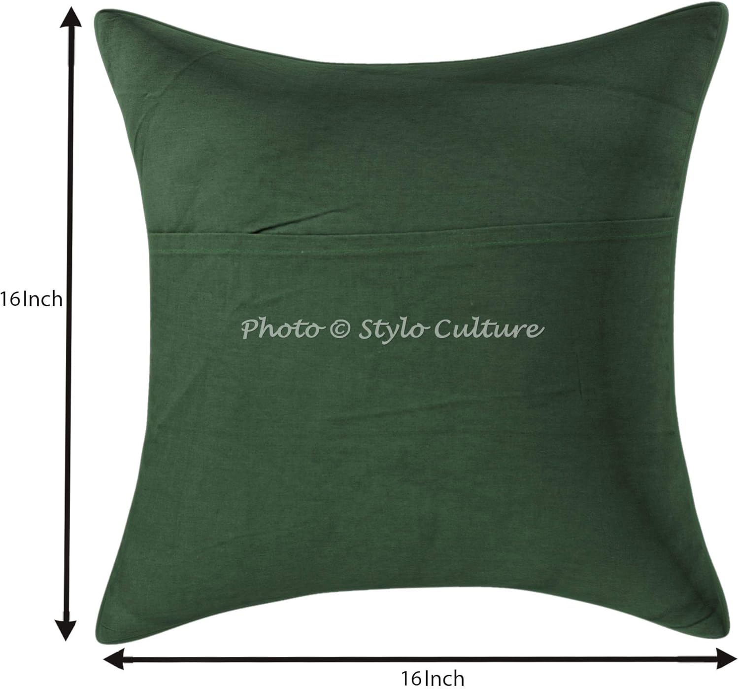 Ethnic Decorative Couch Sofa Accent Throw Pillow Covers 40x40 cm Cotton Living Room Emerald Green Ikat Printed Kantha Square Luxury Envelope Bohemian 16x16 Inch Cushion Covers - 5 Pcs