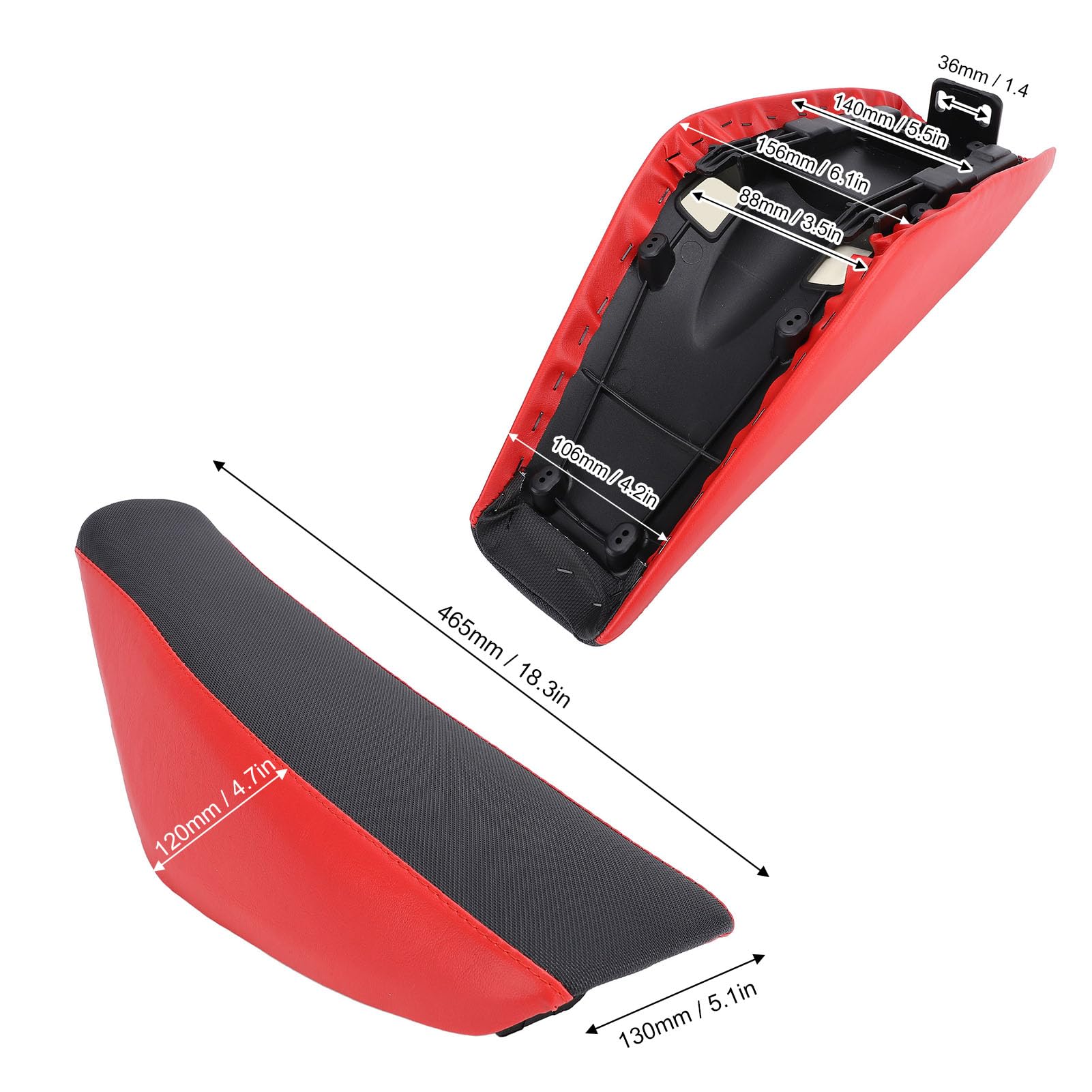 Asixxsix Siège de Moto Plat en Mousse, Absorption des Chocs et Conception Respirante pour XR50 50 90 110 125 150 160 Dirt Pit Bike Off Road Motocross Moto Scooter (rouge)