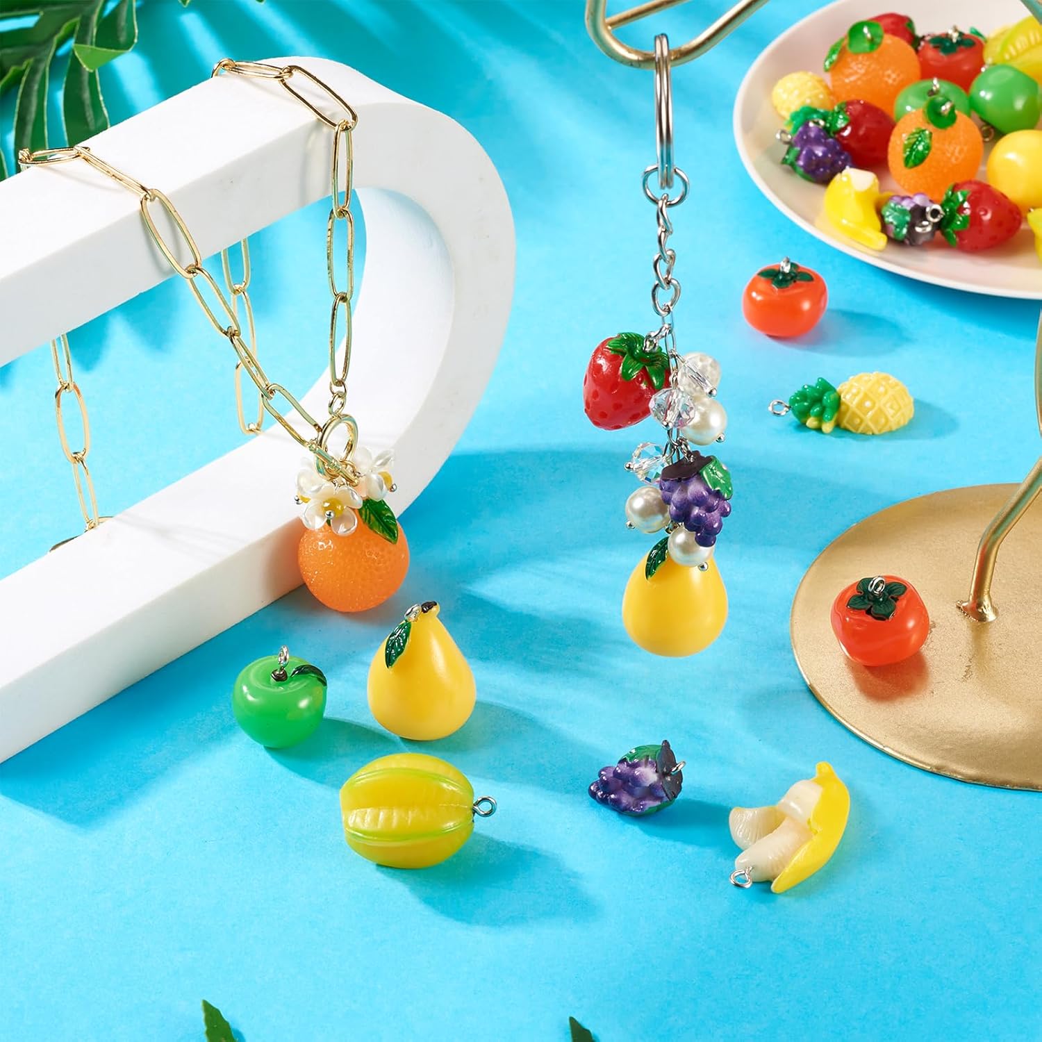 Craftdady Fruit Dangle Charms Pendants Cute Resin Food Pendants Apple Orange Pineapple Strawberry Pendants Lovely Vegetable Mushroom Charms for DIY Craft Earring Bracelet Necklace Jewelry Making - Image 3