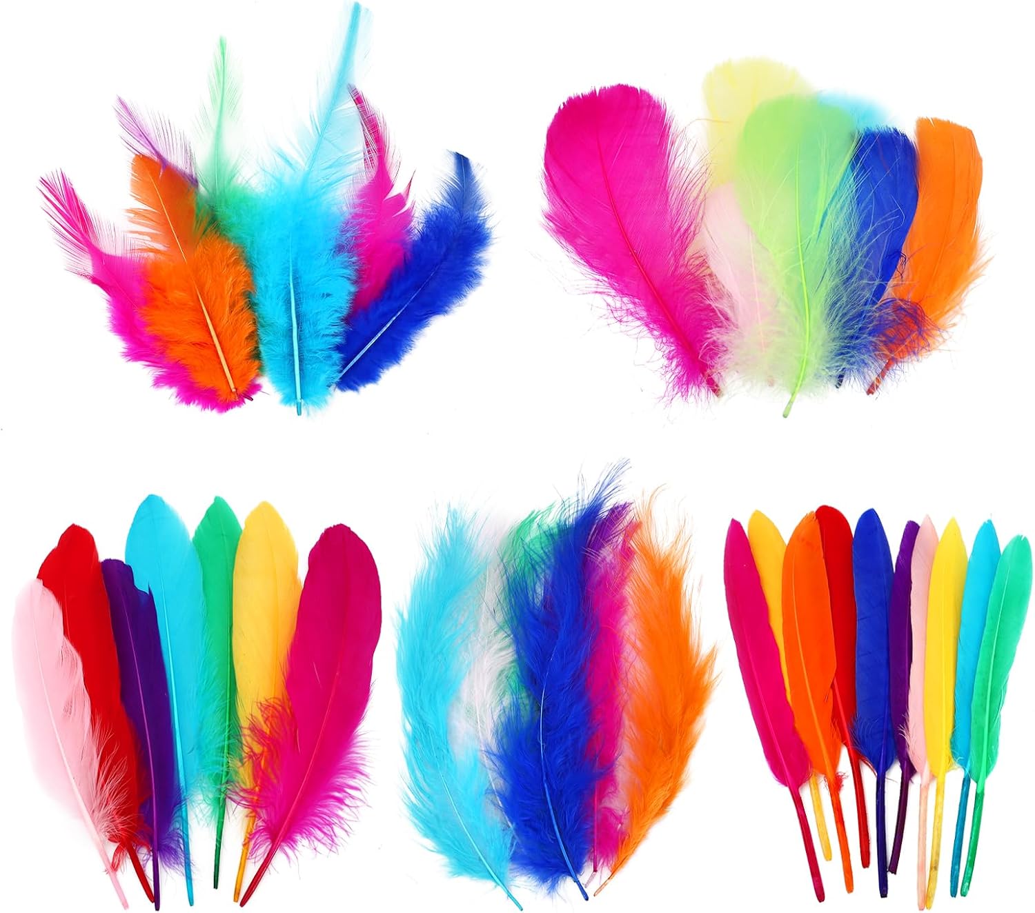HaiMay 500 Pieces Colorful Feathers Bulk 5 Style Mixed
