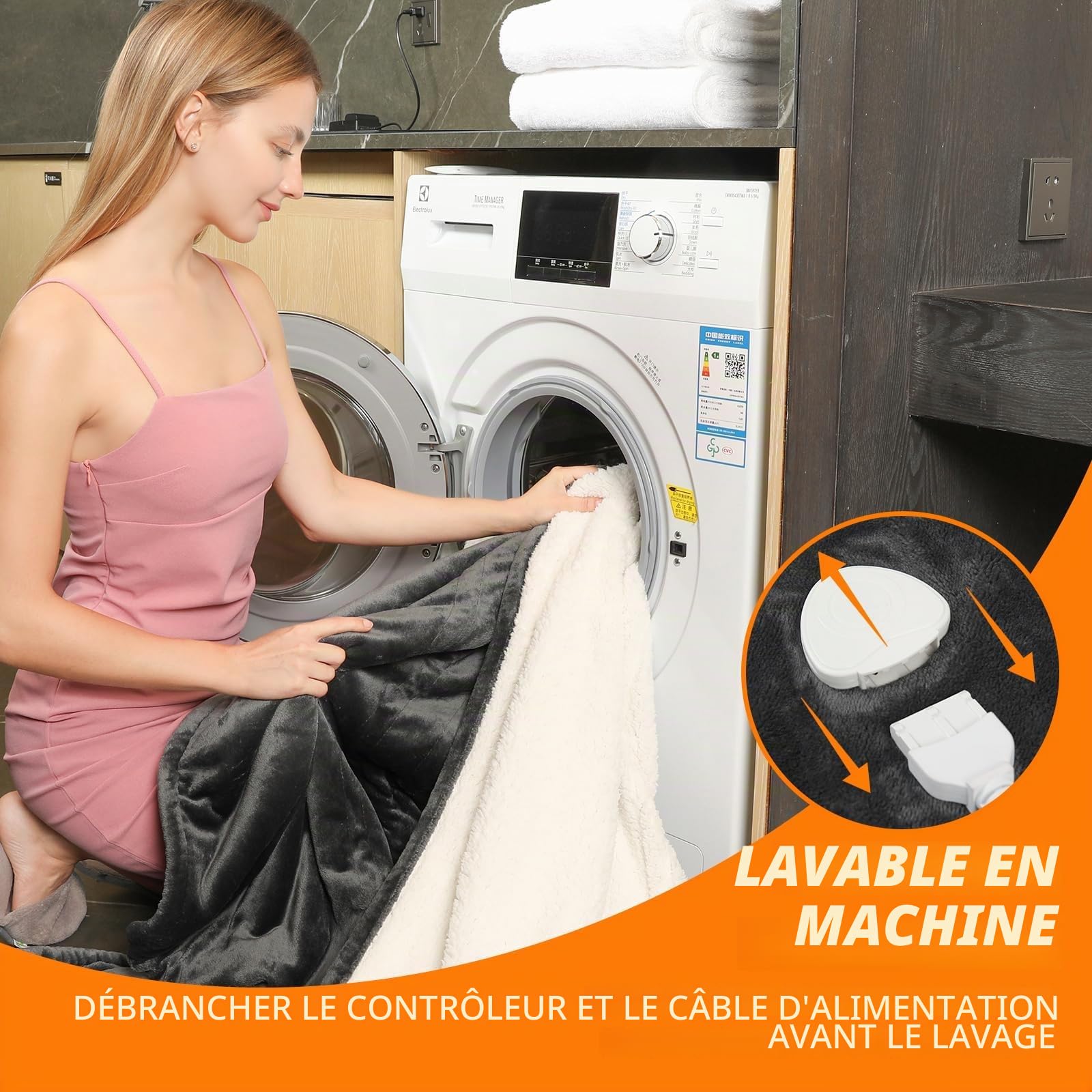 Couverture chauffante électrique, Couverture chauffante, 10 Niveaux de Chauffage et 8 Heures d'arrêt Automatique, Couverture Sherpa Confortable et Douce (Gris, Twin)