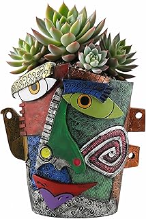 Picasso Abstract Face Flower Pot,Unique Resin Crafted Planter with Drain...