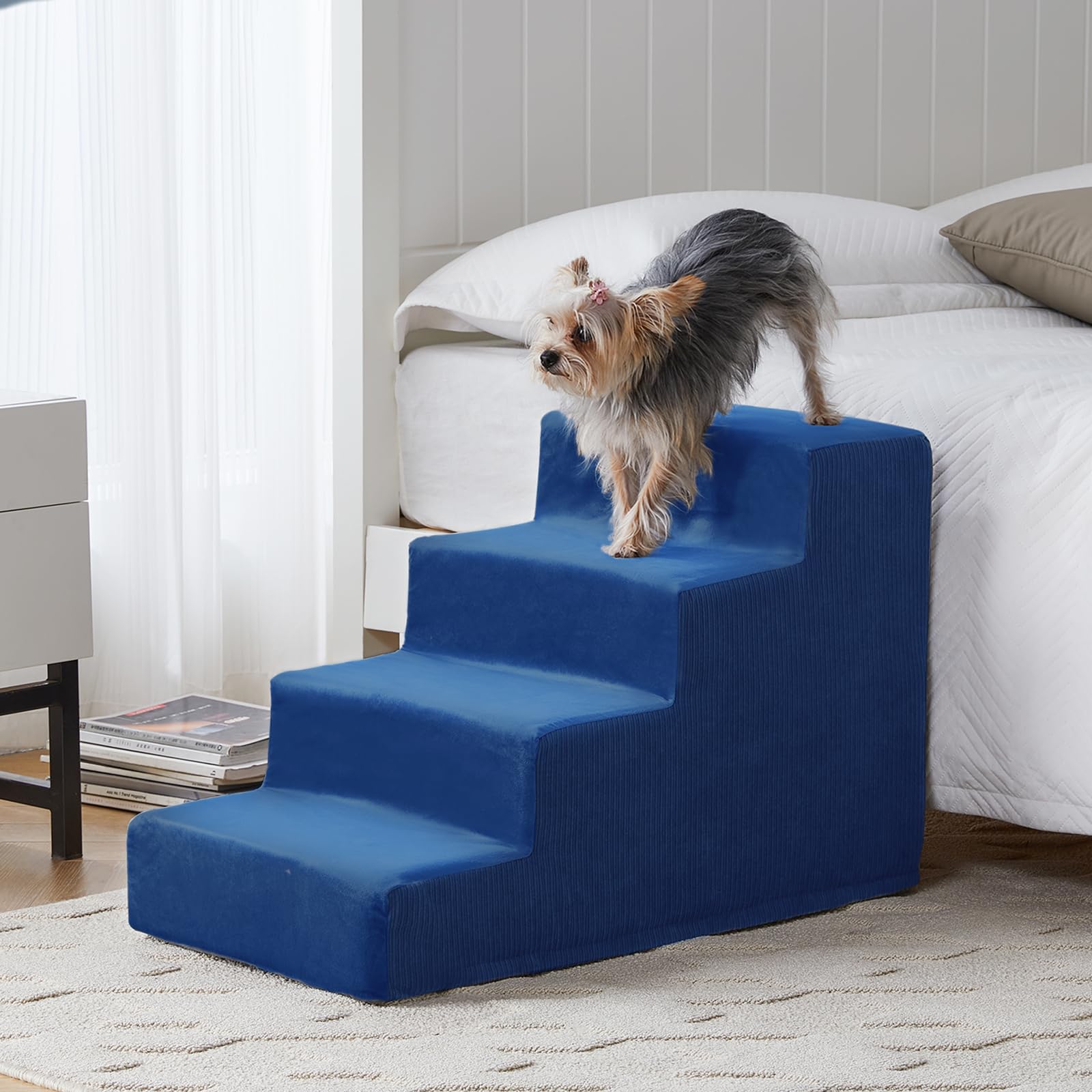 LNSSFFER Dog Stairs For Small Dogs, 4Steps Dog Stairs