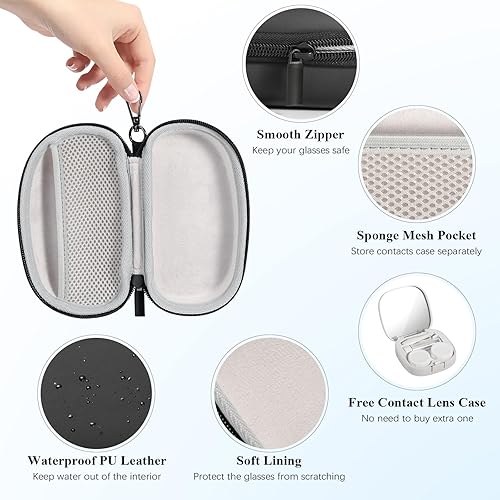 Miniatura 4 de MoKo Funda portátil 2 en 1 para lentes de contacto y funda para lentes, kit de funda de lentes de contacto de viaje con removedor de pinzas de
